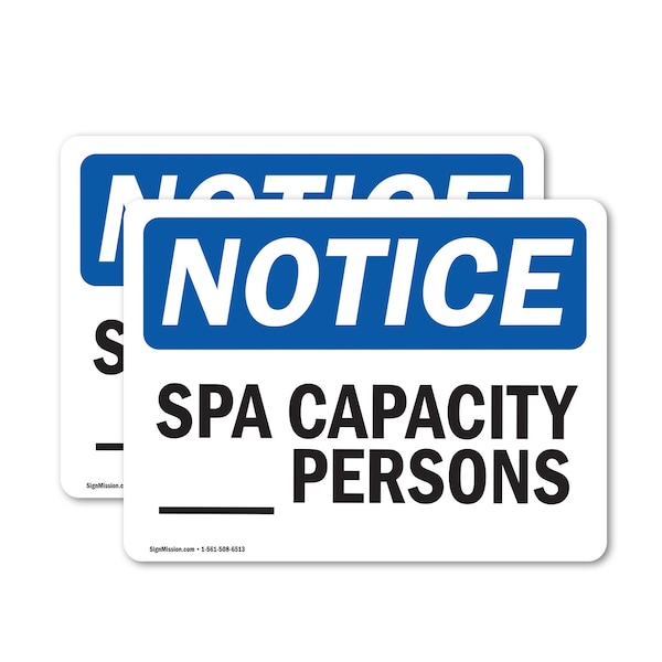 Signmission Custom Spa Capacity - Persons, 7 in W x Rectangle, Vinyl Decal OS-2PACK-NS-D-57-L-15383 - main